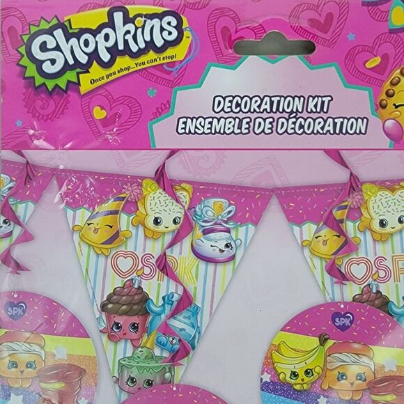 Shopkins Birthday Party Decoration Kit 7 Pc Banner Centerpiece Swirl Supplies‎ - Picture 2 of 5